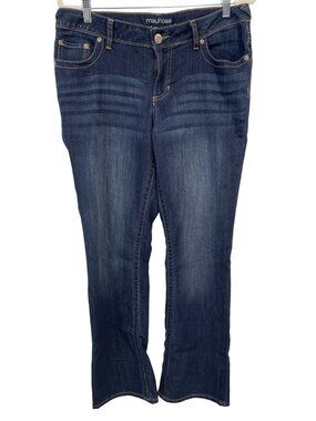 Maurices Jeans Size 12 Classic Bootcut Mid Rise Embroidered Pockets Blue Retro
